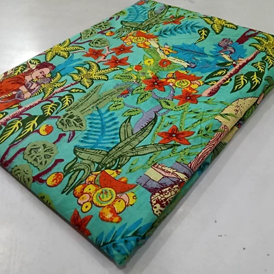 5 Yard Turquois Farida Kahlo Cotton Printed Fabric Craft Sewing Clothing Apparel - Image 1 of 4