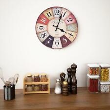 Vintage Retro French Style Colourful Wall Clock Living Room Kitchen - 30 cm