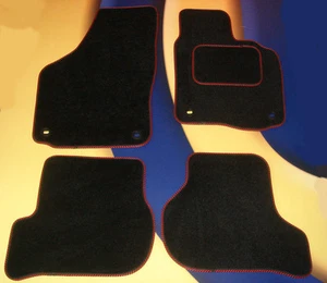 Car Mats for VW GOLF MK5 + GTi &TDi 2004-2007 BLACK + RED EDGING & 4 OVAL CLIPS - Picture 1 of 7