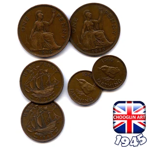 Colección de monedas británicas 1946 George VI, 79 años! - Imagen 1 de 2
