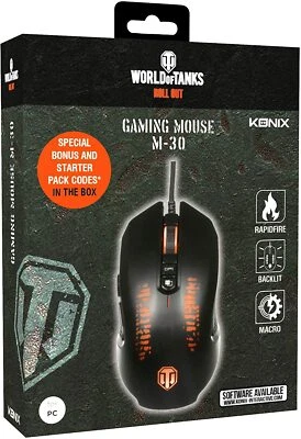 Souris Gamer LED Rétroéclairé PC Windows 7,8,10 Neuf World Of Tanks M-30 - Konix - Photo 1/4