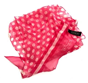 NICE Coach Pretty Pink Polka Dot Neckerchief Wrap Head Hair Bag Scarf 60x8 RARE! - Picture 1 of 6