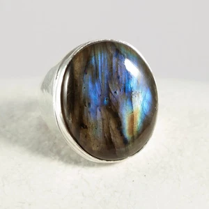 Silberring, Ring, 925 Sterlingsilber, edel, massiv, schimmernder Labradorit, 61 - Bild 1 von 3