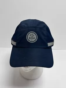 Life Is Good Adult 5 Panel Hat Blue Vented Hiking Adjustable Reflective Outdoors - Picture 1 of 6
