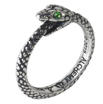 Anillo Alquimia Gótica La Serpiente Sofía Ouroboros Serpiente Infinito Ojos Verdes R206 Foto 1 de 4