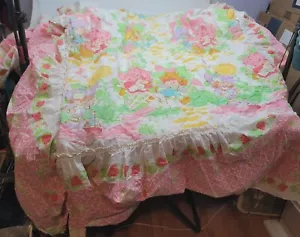 Vintage Strawberry Shortcake Vintage Twin Quilted Bed Spread Cover Ruffled - Picture 1 of 11