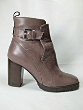 WHISTLES MOCHA LEATHER 'ELGIN' BUCKLE ANKLE BOOTS sz 3.5 UK (36)
