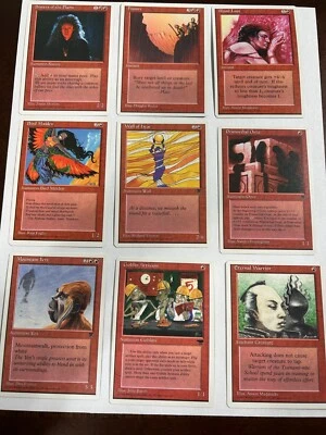 Set of 9 MTG 4th Ed & Chronicles Red Cards Magic the Gathering Never Played - Image 1 of 2