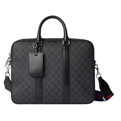 GUCCI $2350 Medium Black GG Canvas Briefcase New & Authentic - Image 1 of 4