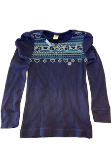 Neu mit Etikett - Mädchen Old Navy blau Winter Motiv Waffelmuster Langarmshirt Medium Größe 8 - Bild 1 von 2