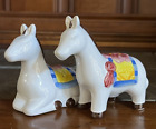 Donkey Salt & Pepper Shakers Pair Blankets On Back Colorful Burro Mule Pre-Owned