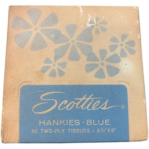 Tela de película vintage 1966 Blue Scotties Hankies 60 2 capas 8"" 7/16 x 9"" accesorio de lote antiguo - Imagen 1 de 4