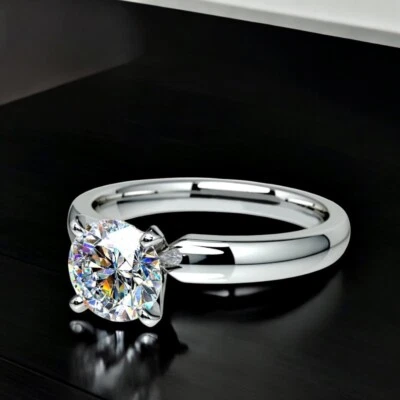 IGI 1 Ct Lab Created Diamond 18K White Gold Ring Round Cut Black Friday Sale - Image 1 of 4