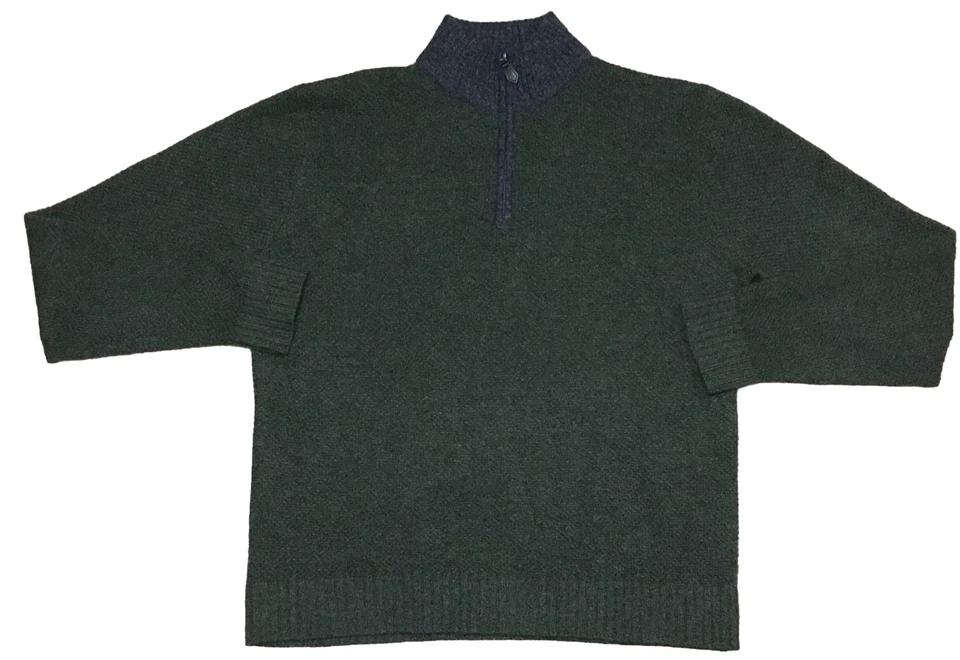 Suéter Pullover Saks Fifth Avenue 1/4 Cremallera Cachemira Cuello Simulado Grande Verde Foto 1 de 4