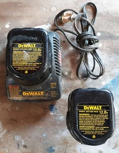 3 pc. Lot Dewalt #DW9118, 7.2V-14.4V Charger + (2) WEAK, 12V Batteries #DW9072. - Picture 1 of 1