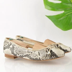 Marc Fisher Women's Jodilee3 Ballet Flats Size 7.5 Python White Gray Black Vegan - Picture 1 of 15