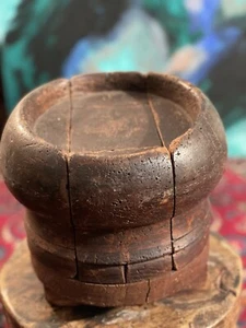 ANTIQUE WOOD MILLINERY 5 PART PUZZLE HAT BLOCK MOLD FORM - Picture 1 of 12