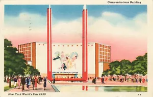 Cartolina Esposizione Mondiale Lino 1939 New York Edificio Comunicazione Ufficiale - Foto 1 di 2