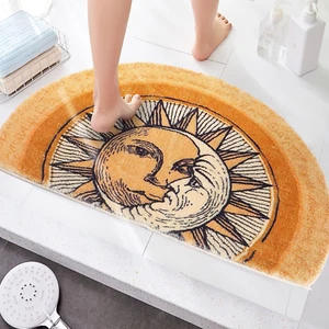Creative semi-Circular Area Carpet Anti-Slip Super Absorbent Carpet,Sun and Moon - Picture 1 of 7