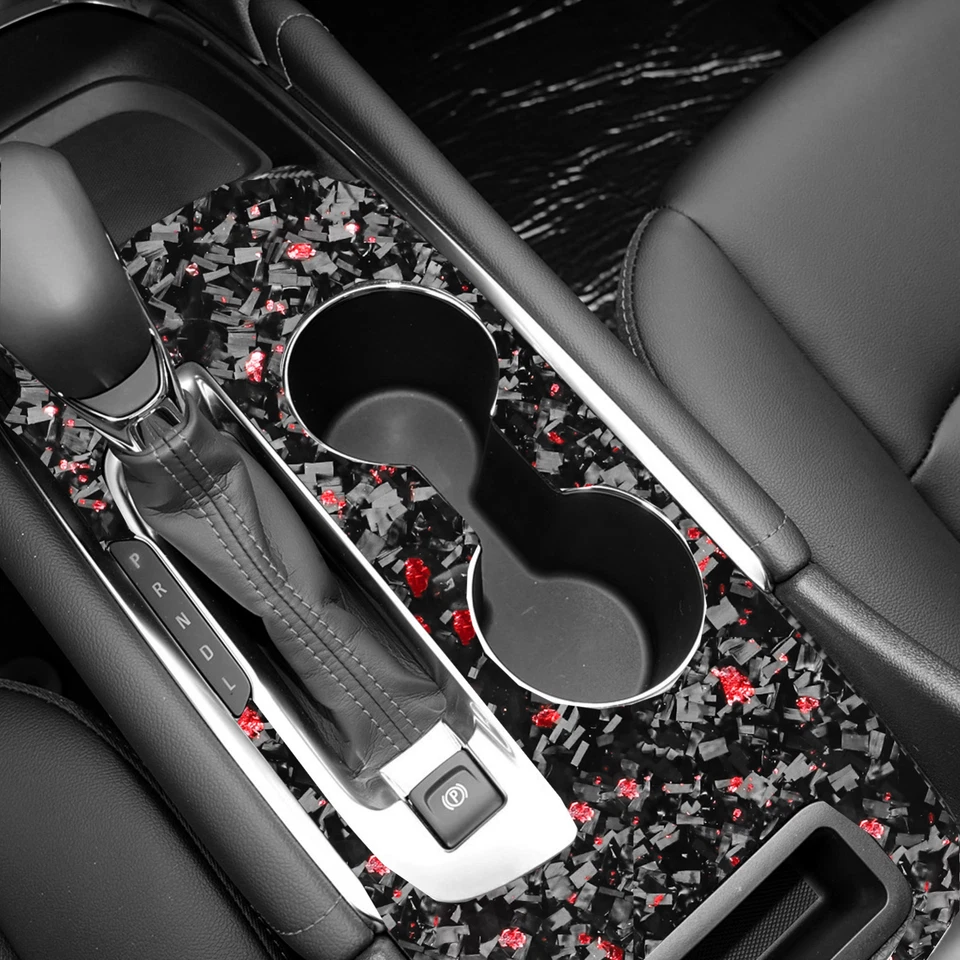 Cubierta de cambio de marchas para consola de fibra de carbono forjada roja para Chevrolet Malibu 16-24 Foto 1 de 4