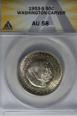1953-S .50  ANACS  AU 58  WASHINGTON-CARVER   Classic Commemorative Coins  - Image 1 of 2