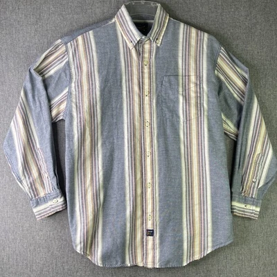 Camisa de hombre The Arrow Company M. manga larga abotonada azul algodón a rayas MS10 Foto 1 de 4