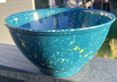 Rachel Ray Marine Blue Melamine Confetti Speckled Mixing Bowl 10" Kitchen Scrap - Image 1 of 4