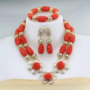 Bride African Wedding Jewelry Set Necklace Earrings Bracelet Set Women's Gift - Bild 1 von 5