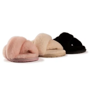 AUS WOOLI UGG Women's Brighton Sheepskin Wool Slippers - Picture 1 of 42