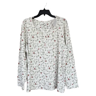 Nuevo con etiquetas Charter Club Mujer XXL Pijama Top Manga Larga Blanco Estampado Floral Cuello Redondo Foto 1 de 3