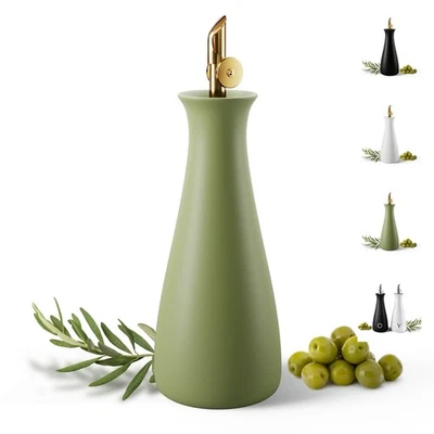 Ceramic Olive Oil Dispenser with -Closing Gold Spout - 530 ML Capacity Matte ... - Image 1 of 4