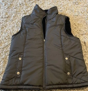 Kc Collections Plus Size 1x Reversible Black Zip Up Vest - Picture 1 of 2