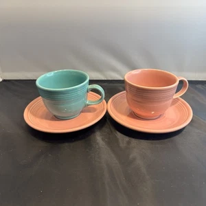 Fiestaware Tee Kaffeetassen mit Untertassen 2er Set Vintage Homer Laughlin gemischt - Bild 1 von 4