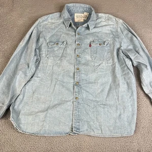 Levi's Denim Shirt Mens XXXL Blue Chambray Two Horse Brand Cowboy Shacket - Picture 1 of 14