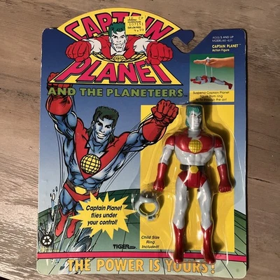 Figura de acción Tiger Toys Captain Planet Flying Ring 1991 sellada Childworld sin usar, en caja Foto 1 de 4