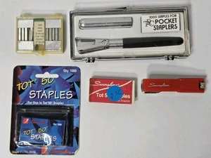 Vtg TRC Pocket Stapler W/ Case & 1000 Staples, Mini Swingline Stapler Office Lot - Picture 1 of 5