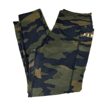 PINK Victorias Secret Size Large Ultimate Leggings Camo Green Black #3267 - Image 1 of 4