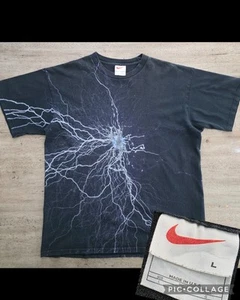 Vintage 90s Nike Shox Promo Lightning AOP T-Shirt Sz L Made In USA Double Sided - Picture 1 of 9