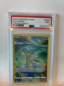 2023 POKÉMON SWORD & SHIELD CROWN ZENITH FULL ART LAPRAS #GG05 PSA 9 - Picture 1 of 5