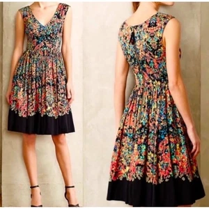 Tracy Reese Colorful Floral Print Fit and Flare Dress Party Cocktail - Picture 1 of 11