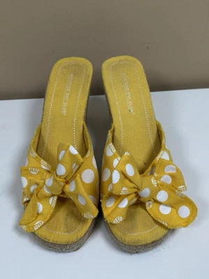 Sandalias alpargata Montego Bay Club talla 8 amarillas a lunares vintage años 90 cuña Foto 1 de 4