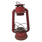Vintage Red Metal Lantern Oil Lamp  - Great Patina!