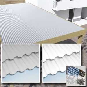 PVC Wellplatten 8x2 m, Lichtplatten Set hagelfest mit Befestigung, weiss + grau - Bild 1 von 7