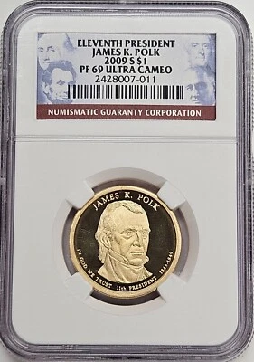 2009-S James Polk Presidential Dollar NGC PF-69 Ultra Cameo #07-011 - Image 1 of 2