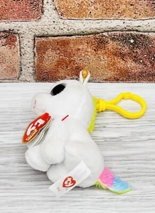 Beanie Boos Pixy Unicorn Ty White Teenie Babies Key Clip Keychain Mini Boo - Picture 1 of 9