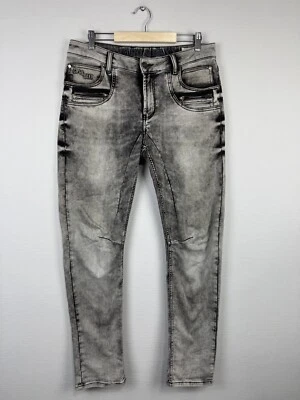 Pantalones de mezclilla para hombre CIPO BAXX gris hip hop bordado logotipo regular ajustados cónicos Foto 1 de 4