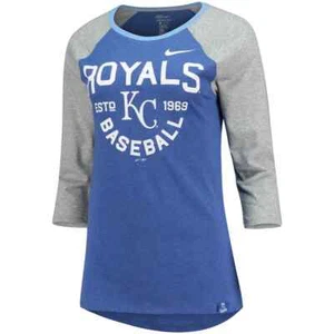 Kansas City Royals Shirt Baseball MLB Nike Dri-Fit Blue Gray Women's Large - Picture 1 of 3
