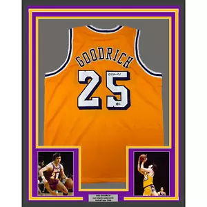 Framed Autographed/Signed Gail Goodrich 33x42 Los Angeles Yellow Jersey BAS COA - Picture 1 of 2