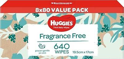 640 HUGGIES Thick Baby Wet Wipes Bulk Mega Pack Fragrance Free • 25.90$