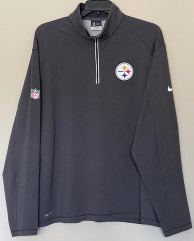 Nike Dri-fit Pittsburgh Steelers Men’s Size 3XL 1/4 Zip Jacket Gray Sewn Logo Cover